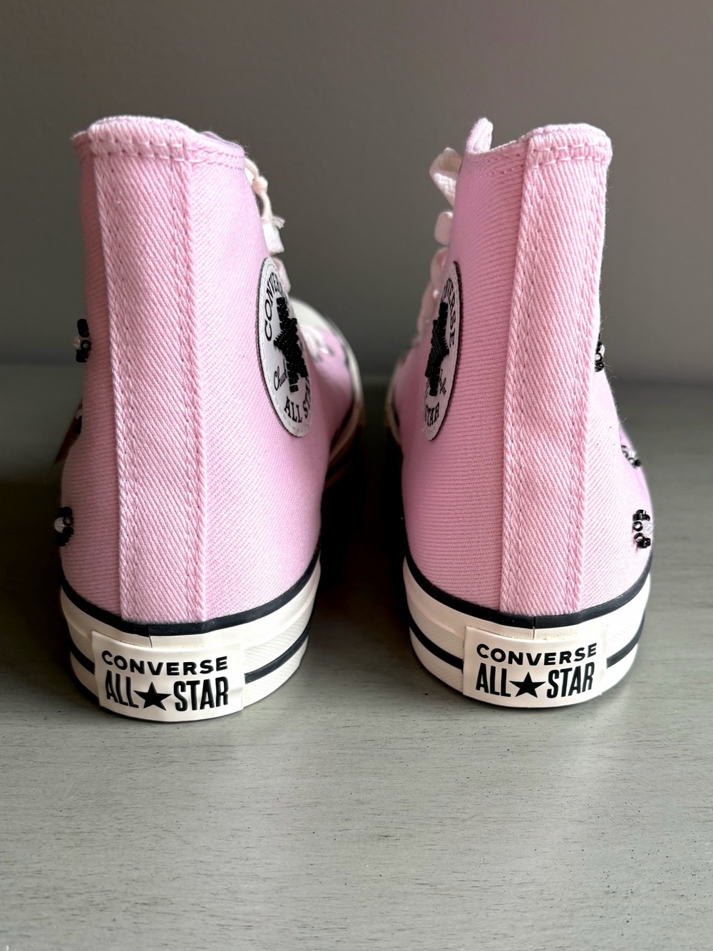 Converse Chuck Taylor All Star High Top Pink Beaded Floral Sneaker Women 8.5 - Picture 11 of 15